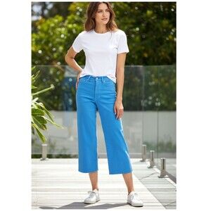 Judy Blue Wide Leg Jeans Womens 15 32 Cropped High Waist Sky Tummy Control 88843
